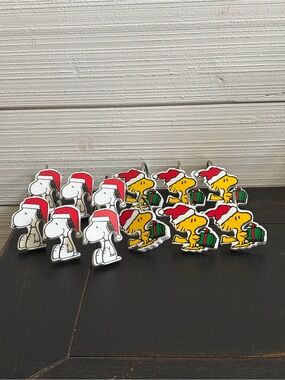 Peanuts Snoopy & Woodstock Christmas Holiday Shower Curtain Hooks Set Of 12
